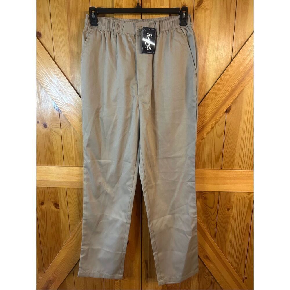 Pembrook Men’s Pullon Elastic Waist Tan Dress Pants READ NWT Size Large (5753)